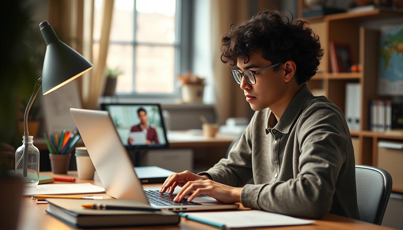 Students studying together in modern classroom